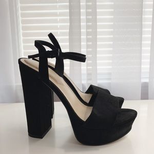 Black Suede Block Heels